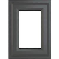 Grey/white uPVC double glazed window, top opening, 440mm x 610mm, clear glass, rectangular frame.