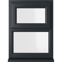 Crystal double glazed uPVC window, grey exterior, white interior, top opening, 610mm x 820mm, clear glass.