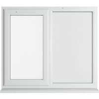 White uPVC double glazed window, left hung, 1190mm x 965mm, clear glass, with a sleek modern frame design.