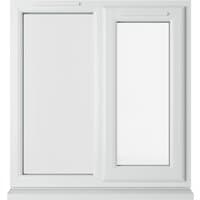 White Crystal double glazed uPVC window, right hung, 905mm x 965mm, with clear glass and sleek frame design.