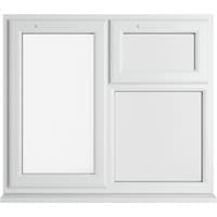 White uPVC window with double glazing, top and left sections hinged, measuring 1190mm x 1040mm, clear glass.