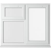 White uPVC window with double glazing, top and right sections hung, 1190mm x 965mm, clear glass panels.