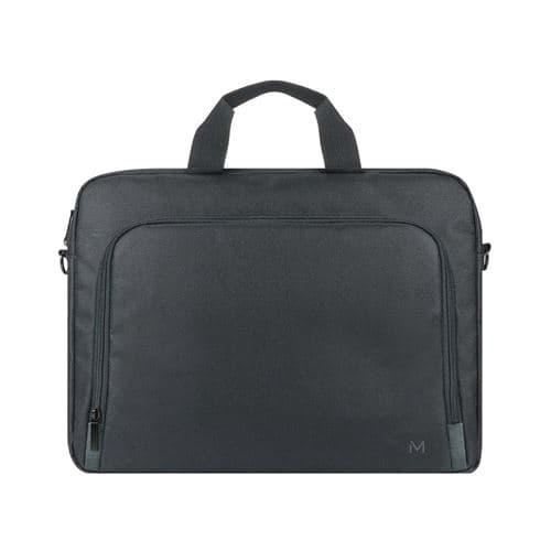 Black Mobilis 003074 laptop case, 43.2 cm (17"), featuring a sleek design, durable fabric, top handles, and a front zip pocket for extra storage.