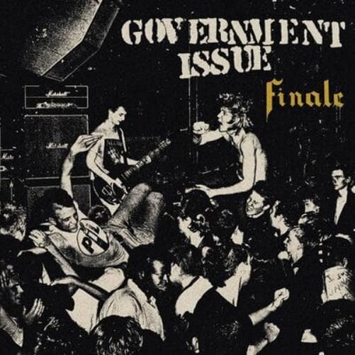 Black and white album cover featuring a live punk concert scene with energetic crowd, a guitarist, and a singer, titled "Finale" in bold yellow text.