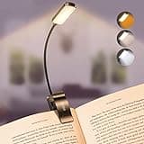 Flexible black clip-on book light with 9 LEDs, 3 light modes, and a rechargeable battery by Gritin.