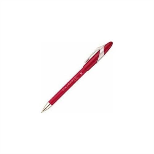 Red retractable ballpoint pen with a 1mm tip, featuring a comfortable grip and a silver clip, labeled "Paper Mate Flexgrip Ultra."