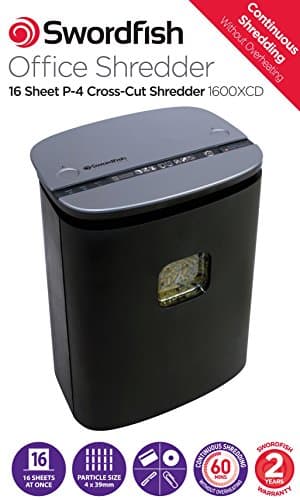 Swordfish 1600XCD paper shredder Cross shredding 66 dB 22.2 cm Black. - image 5