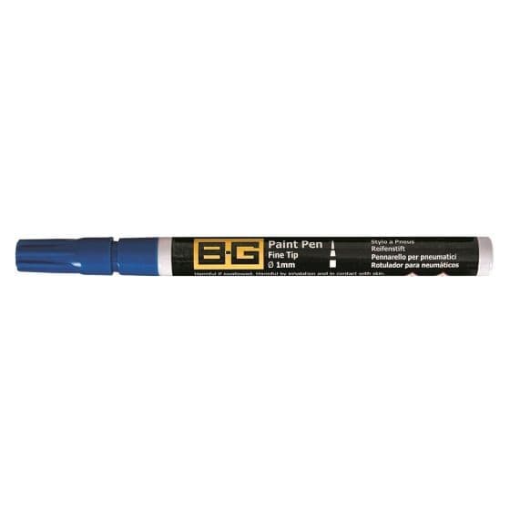 B-G Racing Fine Tip Tyre Paint Marker Pen in blue, featuring a fine tip for precise application, with a black barrel and clear labeling for easy identification.