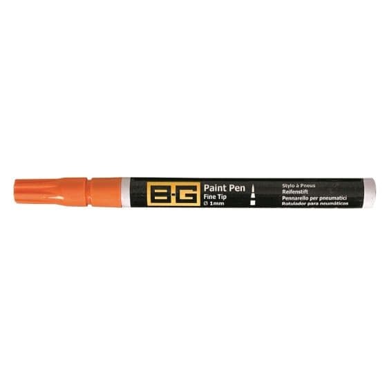 B-G Racing Fine Tip Tyre Paint Marker Pen in orange, featuring a fine tip for precise application, with a black body and clear labeling for easy identification.