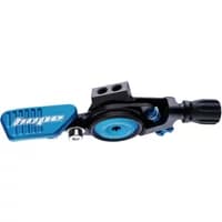 Black and blue Hope Dropper Lever with textured grip and adjustable knob, featuring a sleek, compact design.