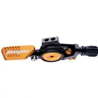 Black and orange Hope dropper lever with textured grip and mounting holes.