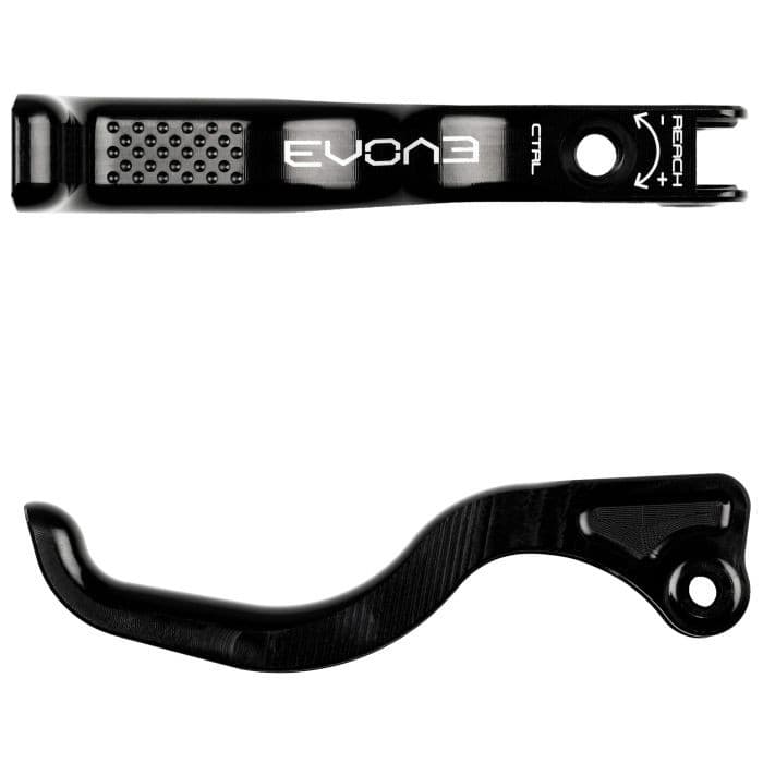 Black Hope EVO Control Lever Blade featuring a textured grip area, sleek design, and adjustable reach for enhanced performance in cycling applications.