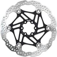 Black Hope Floating Rotor, 200mm, with silver outer edge and six-bolt fitment, featuring a geometric cutout design.
