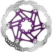 Purple Hope Floating Rotor, 180mm, 6 bolt fitment, with silver outer edge and intricate cutout design.