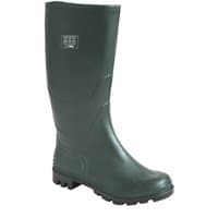 Green Portwest PVC Wellington Boots, UK size 10, with textured sole and reinforced toe.