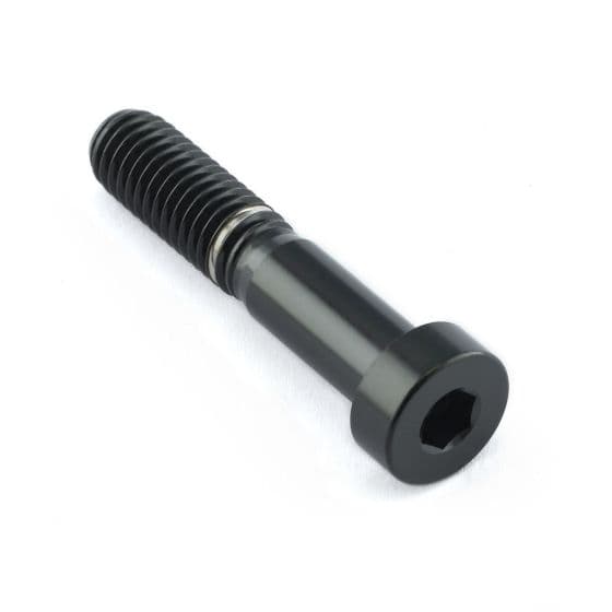 Black stainless steel Brembo brake caliper pinch bolt with a hexagonal socket head and threaded shaft, designed for durability and performance.