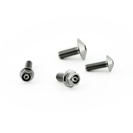 Pro-Bolt Titanium Front & Rear Brake Reservoir Mount Bolt Kit in silver, featuring four bolts with a sleek finish and various head designs for secure mounting.