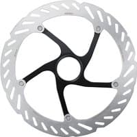 Shimano RT-CL700 Ice Tech Rotor, 203mm, silver disc with black spokes and external lockring.