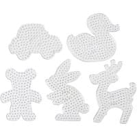 Transparent bead plate set with car, duck, bear, rabbit, and deer shapes, 5 pieces by Creotime.