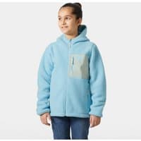Blue Helly Hansen juniors' fleece jacket with hood, full zip, and chest pocket, size 14.