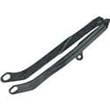 Black plastic chain slider for Honda CRF 250/300/450, featuring a sleek design with two mounting holes for easy installation.