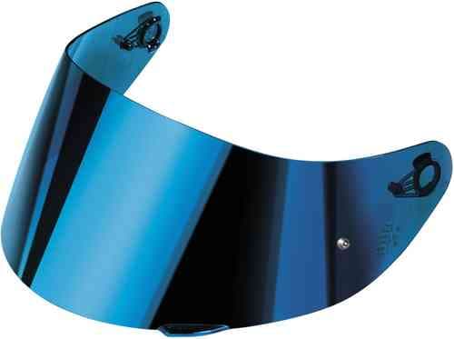 Blue-mirrored helmet shield for AGV K5 S, K3 SV, and K1 S models, featuring a sleek, reflective surface and designed for sizes ML to XXL.
