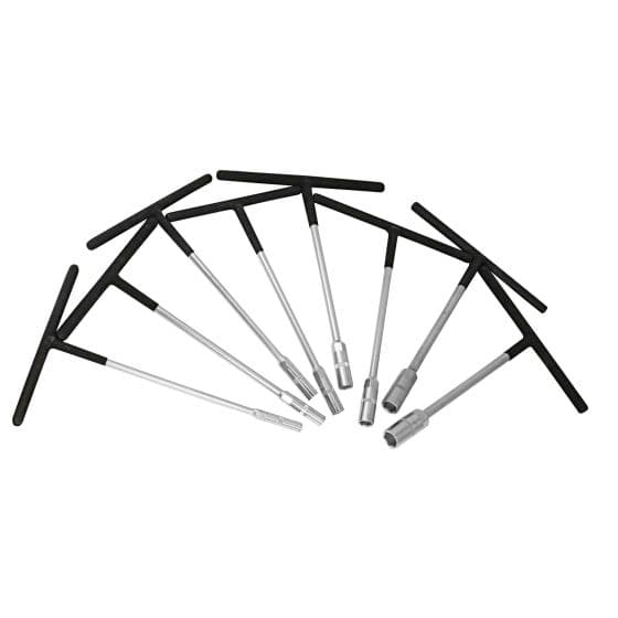 Rubber-handled T-bar socket set by Bike-It, featuring multiple silver metal rods with black rubber grips, designed for easy torque application.