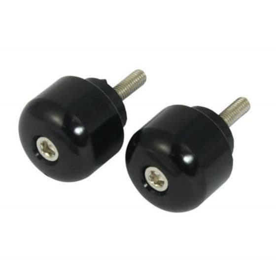 Black alloy handlebar bar end weights with a rounded design and silver screw detail, designed for Honda motorcycles by Bike-It.