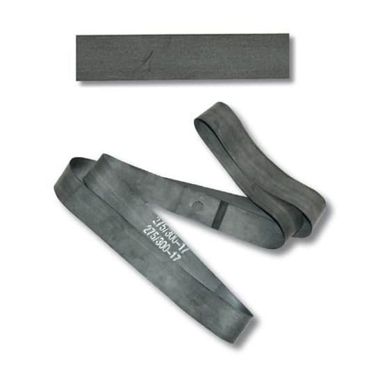 Black rubber rim tape for 17-inch bike wheels, featuring a smooth texture and flexible design, ideal for preventing punctures and ensuring tire stability.