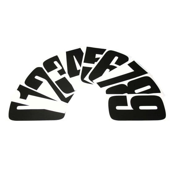 Blue vinyl decal featuring the number 4, designed for bikes, with a bold and clear font, suitable for racing identification.