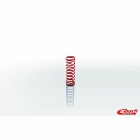 Red coilover spring with a 2.250-inch inner diameter and a length of 7 inches, featuring tightly wound coils for enhanced suspension performance.
