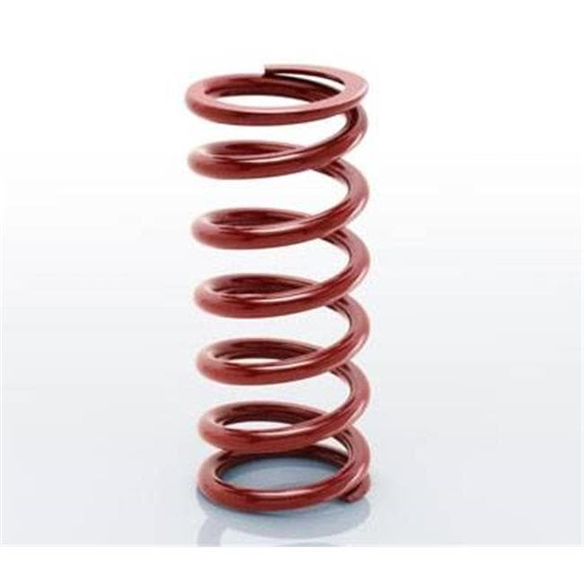 Red coil-over spring with a 2.50-inch inner diameter and a length of 14 inches, featuring tightly wound coils designed for 275 lbs of load capacity.