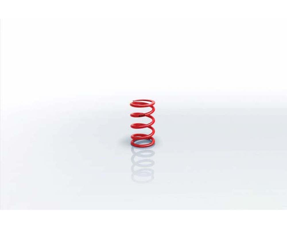 Red coil spring with a 60mm internal diameter, measuring 5.51 inches in length and rated at 285 lbs/in, featuring a sleek design suitable for competition use.