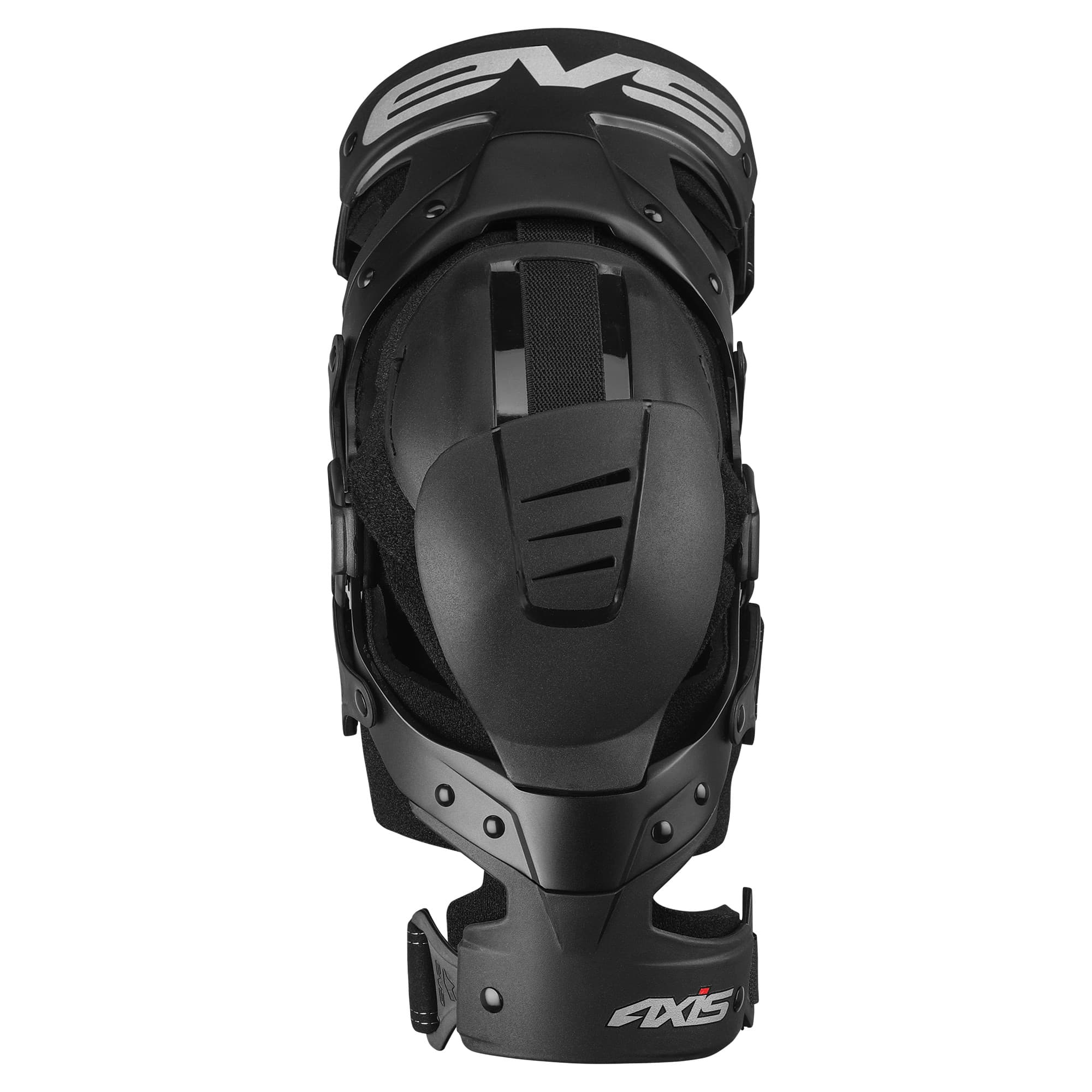 Black AXISS-BK-MP Axis Sport Knee Brace by EVS, featuring a sleek design, adjustable straps, and padded interior for comfort, sold as a pack of 2 in medium size.