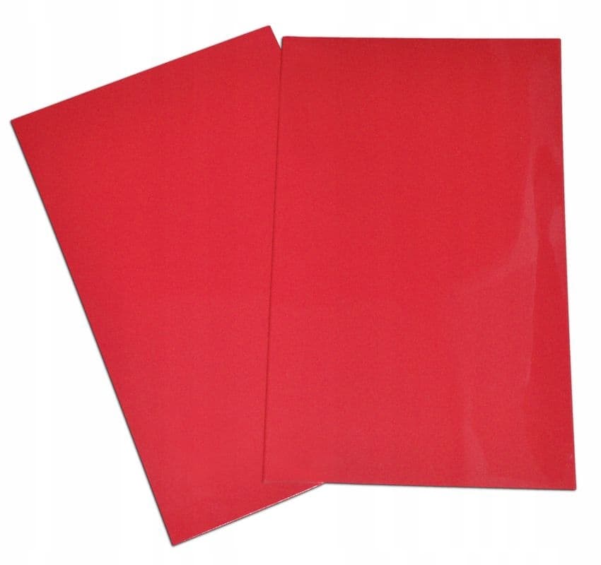 Bright red, 4mm thick mudflaps made of durable material, featuring a smooth surface and rectangular shape, sold as a pair by Grayston.