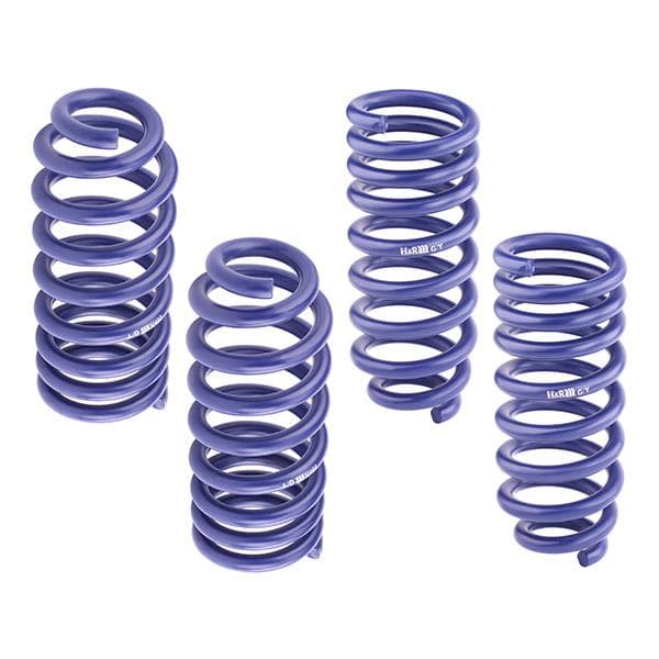 Purple coil springs designed for front and rear axles, featuring a smooth finish and sturdy construction, suitable for Volkswagen Polo VI, Skoda Fabia IV Hatchback, and Seat Ibiza 5.