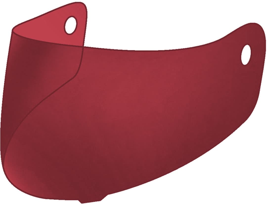 Red HJC HJ-34P visor designed for men, featuring a curved shape with two attachment holes for easy mounting on helmets.
