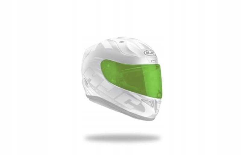 HJC HJ45A helmet visor in silver with a green tint, designed for the HJC F100 helmet, featuring a sleek, aerodynamic shape and Pinlock ready functionality.