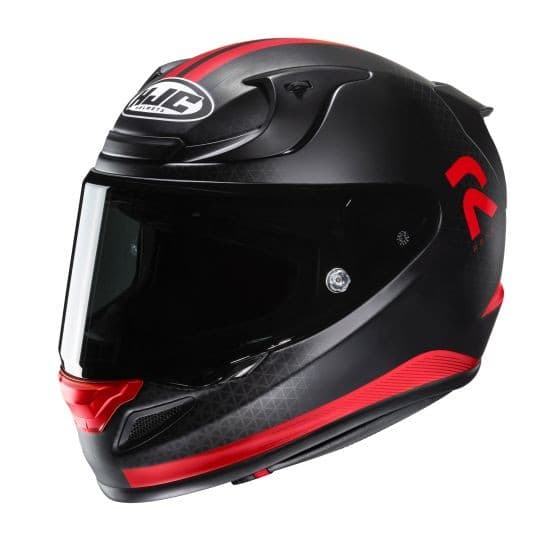 HJC RPHA 12 Enoth full face helmet in black with red accents, featuring a sleek aerodynamic design, large visor, and ventilation ports for enhanced airflow.