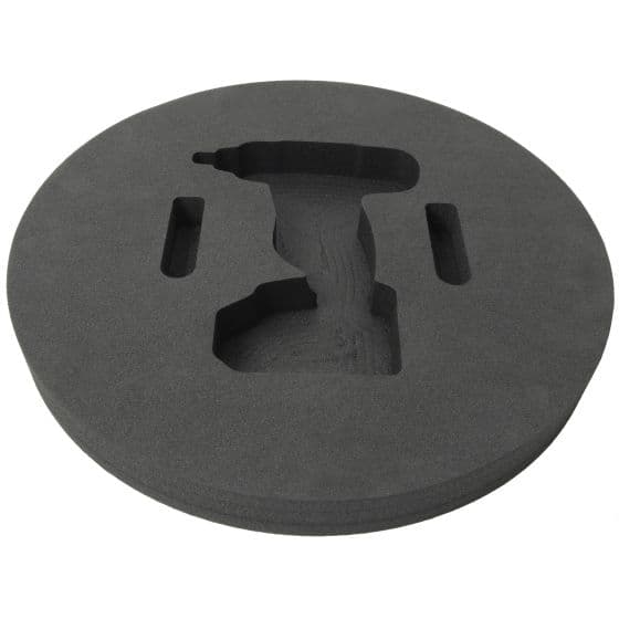 Kielder Impact Wrench Holder is a round, black foam insert designed for the Layer Cake System, featuring a cutout for a wrench and slots for secure placement.