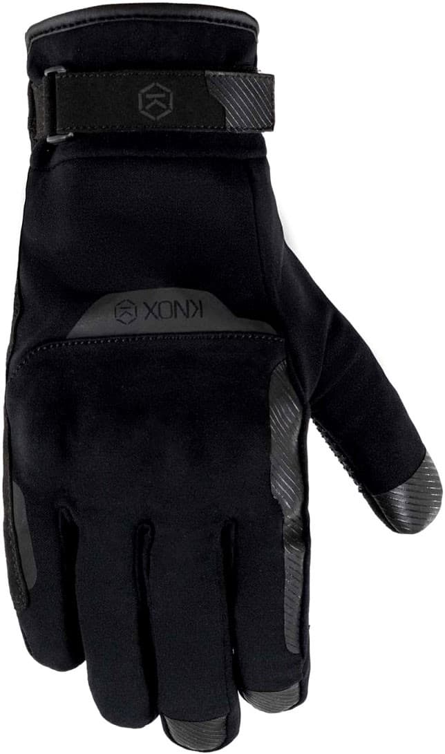 Black waterproof unisex Knox Action Pro gloves in size XS, featuring a sleek design with textured grip and adjustable wrist strap for a secure fit.