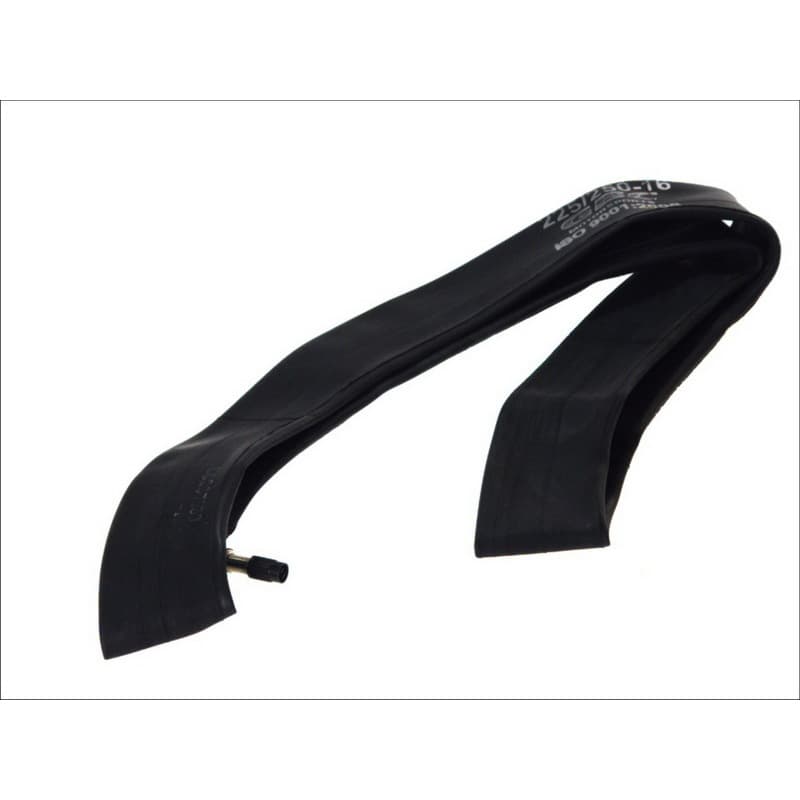 Heavy-duty butyl inner tube in black, designed for sizes 225/250-16, featuring a valve stem for inflation and a durable, flexible material for enhanced performance.
