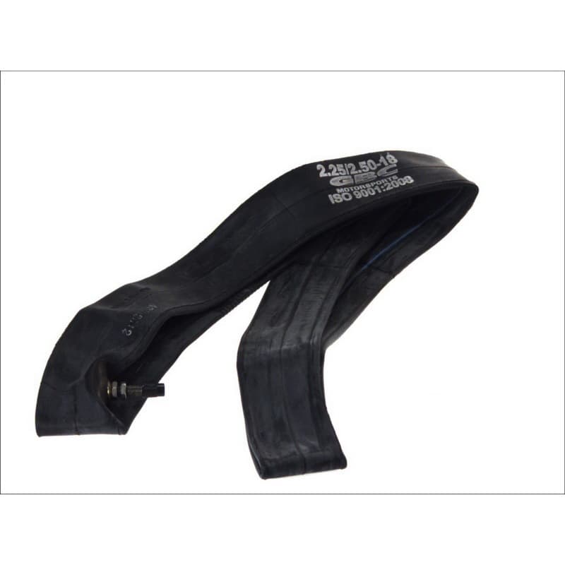 Black rubber inner tube for 18-inch wheels, marked with size 225/250, featuring a straight valve for easy inflation and installation.