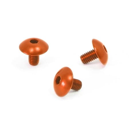 Pro-Bolt Aluminium Exhaust Heat Shield Mount Bolt Kit in vibrant orange, featuring three rounded head bolts with hex sockets, designed for durability and style.