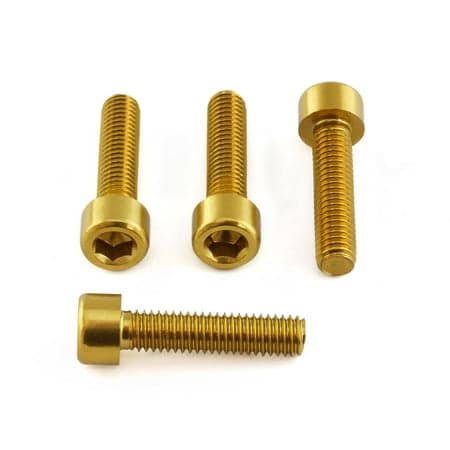 Gold aluminium screen and mirror mounting bolts with hexagonal heads, featuring a sleek finish and varying lengths for versatile installation.