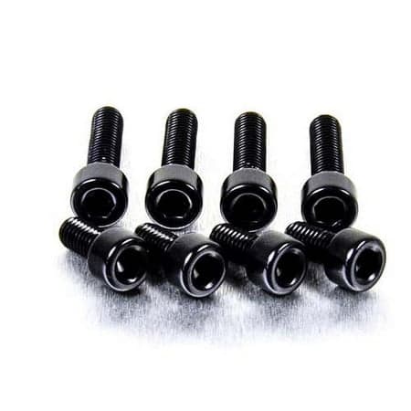 Black aluminium fuel cap kit for Suzuki, featuring eight black bolts with a smooth finish and rounded heads, designed for durability and a sleek appearance.