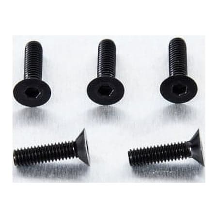 Black countersunk alloy bolts in a pack of five, measuring M4 x 0.70mm x 12.5mm, featuring a hexagonal socket for easy installation.