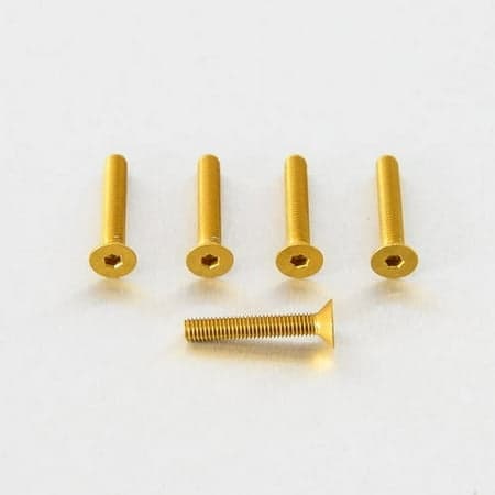 Five gold countersunk alloy bolts, each measuring M5 x 0.80mm x 27.0mm, featuring a hexagonal socket for easy installation.