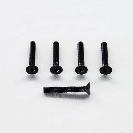 Five black countersunk alloy bolts, each measuring M5 X 0.80mm X 31.0mm, featuring a sleek finish and a hexagonal socket for easy installation.
