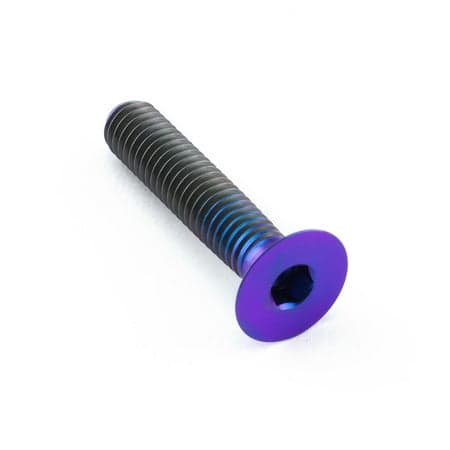 Countersunk titanium bolt in purple with a hexagonal socket, measuring M6 x 1.00mm x 30mm, featuring a sleek finish and durable design by Pro-Bolt.